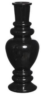 Ideas 4 Seasons Bloemenvaas Venice - voor kleine stelen/bloemen - gekleurd glas - transparant zwart - D5,7 x H15 cm