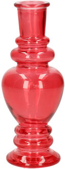 Ideas 4 Seasons Bloemenvaas Venice - voor kleine stelen/boeketten - gekleurd glas - helder koraal rood - D5,7 x H15
