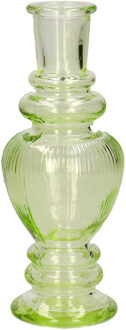 Ideas 4 Seasons Bloemenvaas Venice - voor kleine stelen/boeketten - gekleurd glas - ribbel lichtgroen - D5,7 x H15 c