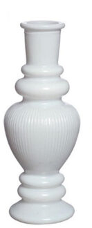 Ideas 4 Seasons Bloemenvaas Venice - voor kleine stelen/losse bloemen - gekleurd glas - ribbel wit - D5,7 x H15 cm