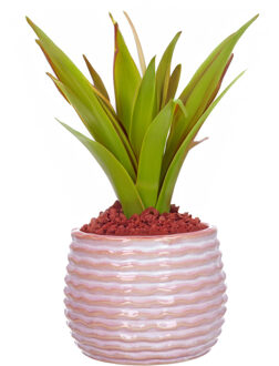 Ideas 4 Seasons Bloempot/plantenpot Rise - ribbel - zachtroze - voor binnen - D14 x H10 cm