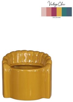 Ideas 4 Seasons Bloempot Pouff stoel mosterd Ø8,4xH9cm geel