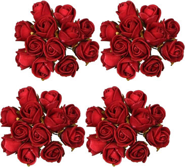 Ideas 4 Seasons Decoratie roosjes foam - 6x - bosje van 12 st - rood - Dia 2 cm - hobby/DIY bloemetjes