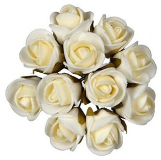 Ideas 4 Seasons Decoratie roosjes foam - bosje van 12 - creme wit - Dia 2 cm - Hobbydecoratieobject