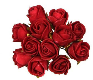 Ideas 4 Seasons Decoratie roosjes foam - bosje van 12 st - rood - Dia 2 cm - hobby/DIY bloemetjes