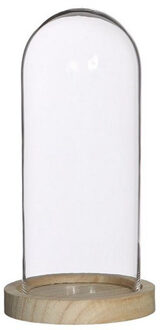 Ideas 4 Seasons Decoratie stolp - glas - houten plateau - D10 x H20 cm