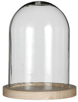 Ideas 4 Seasons Decoratie stolp - glas - houten plateau - D12 x H16 cm