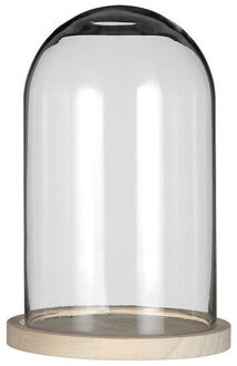 Ideas 4 Seasons Decoratie stolp - glas - houten plateau - D17 x H25 cm
