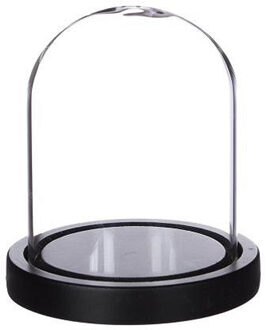 Ideas 4 Seasons Decoratie stolp - glas - houten zwart plateau - D12 x H13 cm