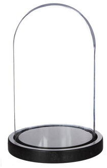 Ideas 4 Seasons Decoratie stolp - glas - houten zwart plateau - D14 x H21 cm