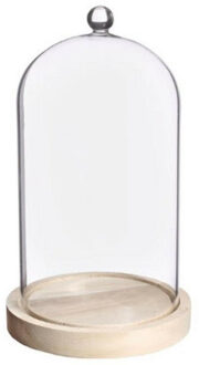 Ideas 4 Seasons Decoratie stolp - met knopje - houten plateau - D14 x H24 cm