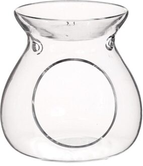 Ideas 4 Seasons Geurbrander - amberblokjes/geurolie - glas - transparant - D10 x H10 cm - Geurbranders