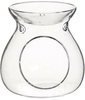 Ideas 4 Seasons Geurbrander voor amberblokjes/geurolie Vesuvius - glas - transparant - D10 x H10 cm