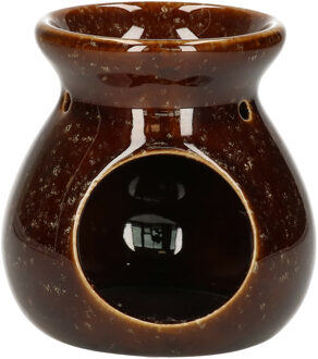 Ideas 4 Seasons Geurbrander voor amberblokjes/geurolie Vesuvius - keramiek - bruin - D10 x H10 cm