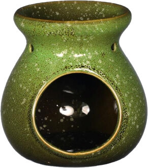 Ideas 4 Seasons Geurbrander voor amberblokjes/geurolie Vesuvius - keramiek - groen - D10 x H10 cm