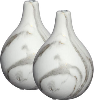 Ideas 4 Seasons Idea4Seasons Bloemenvaas Dazzle - 2x - marmer look - keramiek - D12 cm x H18 cm - vaas