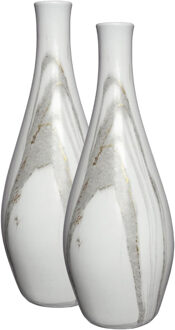 Ideas 4 Seasons Idea4seasons Bloemenvaas Dazzle - 2x - marmer look - keramiek - D13 cm x H35 cm - vaas
