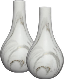 Ideas 4 Seasons Idea4seasons Bloemenvaas Dazzle - 2x - marmer look - keramiek - D14 cm x H26 cm - vaas
