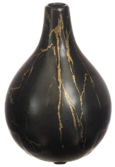 Ideas 4 Seasons Idea4seasons Bloemenvaas Dazzle - marmer look - Zwart/goud - Keramiek - D12 cm x H18 cm - vaas