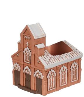 Ideas 4 Seasons Kerk bloempot 10,3x8,7xH.11,4cm roze oranje