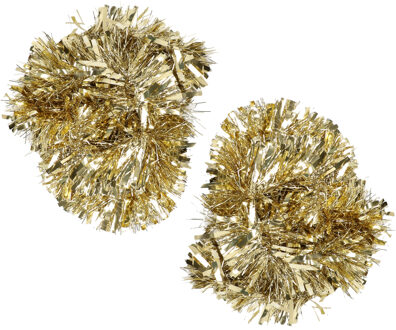 Ideas 4 Seasons Kerstslinger - 2x - goud - 200 x 15 cm - lametta/folie - folieslinger - kerstboomslinger