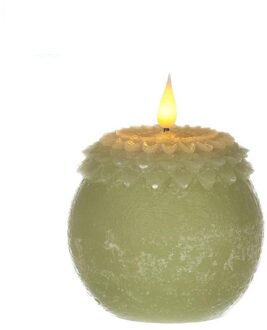 Ideas 4 Seasons LED Kaars wax bloem parel groen Ø9xH12cm