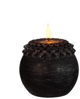 Ideas 4 Seasons LED Kaars wax bloem parel zwart Ø9xH12cm