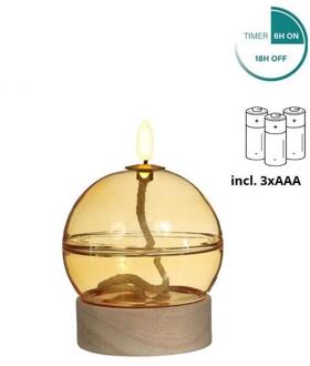 Ideas 4 Seasons LED olielamp oker met timer Ø10xH13,5cm geel