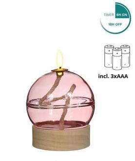 Ideas 4 Seasons LED olielamp roze met timer Ø10xH13,5cm