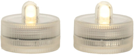 Ideas 4 Seasons LED waxinelichtjes/theelichtjes voor onder water - set van 2x - warm wit - LED kaarsen