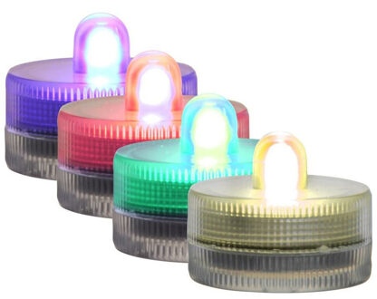 Ideas 4 Seasons LED waxinelichtjes/theelichtjes voor onder water - set van 6x - meerkleurig