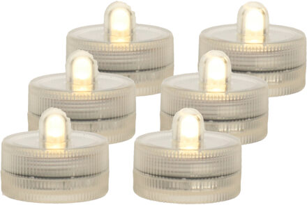 Ideas 4 Seasons LED waxinelichtjes/theelichtjes voor onder water - set van 8x - warm wit