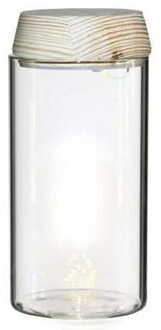 Ideas 4 Seasons Pot/vaas van glas voor planten ecosysteem - deksel met LED verlichting - D8 x H18 cm