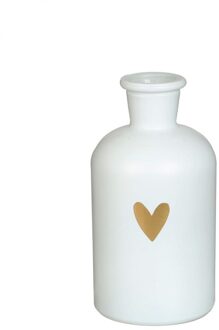 Ideas 4 Seasons Riga vaas glas wit met hart Ø7xH12cm