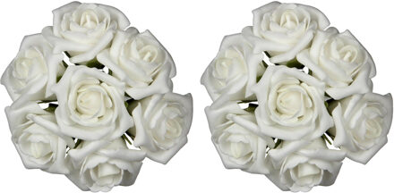 Ideas 4 Seasons Rozen - 14x stuks - foam - 9 x 3 cm - creme wit - diy - bruiloft decoratie