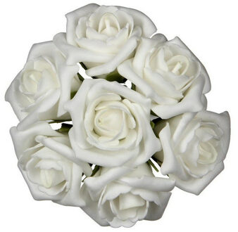 Ideas 4 Seasons Rozen - 7x stuks - foam - 9 x 3 cm - creme wit