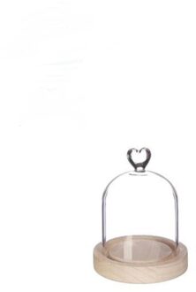 Ideas 4 Seasons Stolp hart met houten basis Ø10xH13cm transparant