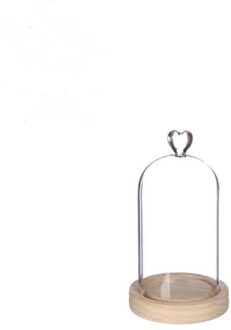 Ideas 4 Seasons Stolp hart met houten basis Ø10xH18cm transparant