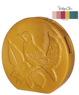 Ideas 4 Seasons Vaas Bird mosterd Ø6x20x20cm geel