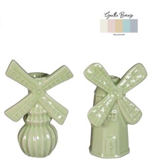 Ideas 4 Seasons Vaas windmolen H15,5cm 2 ass linde groen
