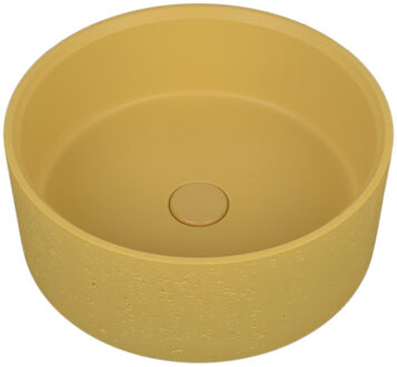 Ideavit Betonnen Vrijstaande Wastafel Rond Ideavit Idea.Deep-D10 39x15cm Okergeel