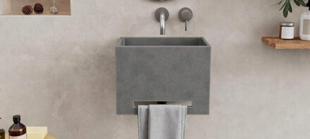 Ideavit IdeaWall fontein- 40x25x30cm - beton - handdoekhouder - antraciet IDEA.WALL-D5