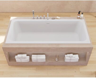 Ideavit Inbouw Ligbad Ideavit SolidMind 180x80x54 cm Solid Surface Met Pop-up Waste Mat Wit Ideavit