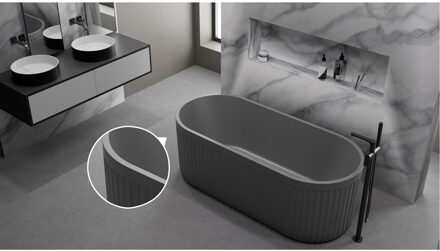 Ideavit Ligbad Vrijstaand Ideavit Archtec Rock 170x75x60 cm Cement Grijs Cementgrijs