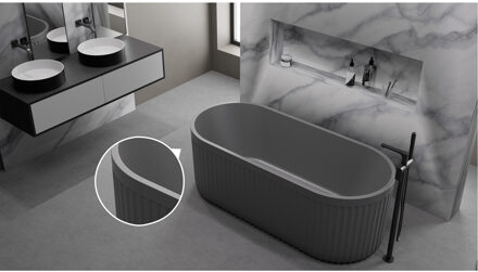 Ideavit Ligbad Vrijstaand Ideavit Archtec Rock 170x75x60 cm Cement Grijs Cementgrijs