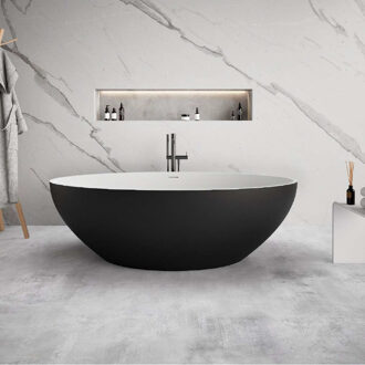 Ideavit Ligbad Vrijstaand Ideavit Solidellipse 180x88x55 cm Solid Surface Mat Zwart Ideavit