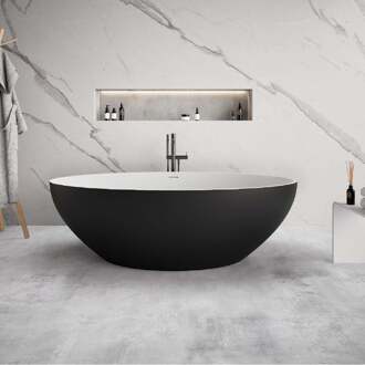 Ideavit Ligbad Vrijstaand Ideavit Solidellipse 180x88x55 cm Solid Surface Mat Zwart