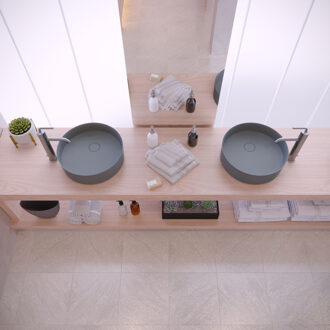 Ideavit Opbouw Waskom Ideavit Solidfloat 40x40x12 cm Solid Surface Mat Grijs