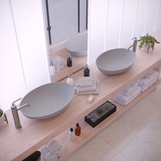 Ideavit Opbouw Waskom Ideavit Solidthin 60x40x14.5 cm Solid Surface Mat Licht Grijs Mat Grijs