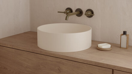 Ideavit Opbouwwastafel Ideavit Solidthin 40x40x12.5 cm Solid Surface Mat Crème Creme